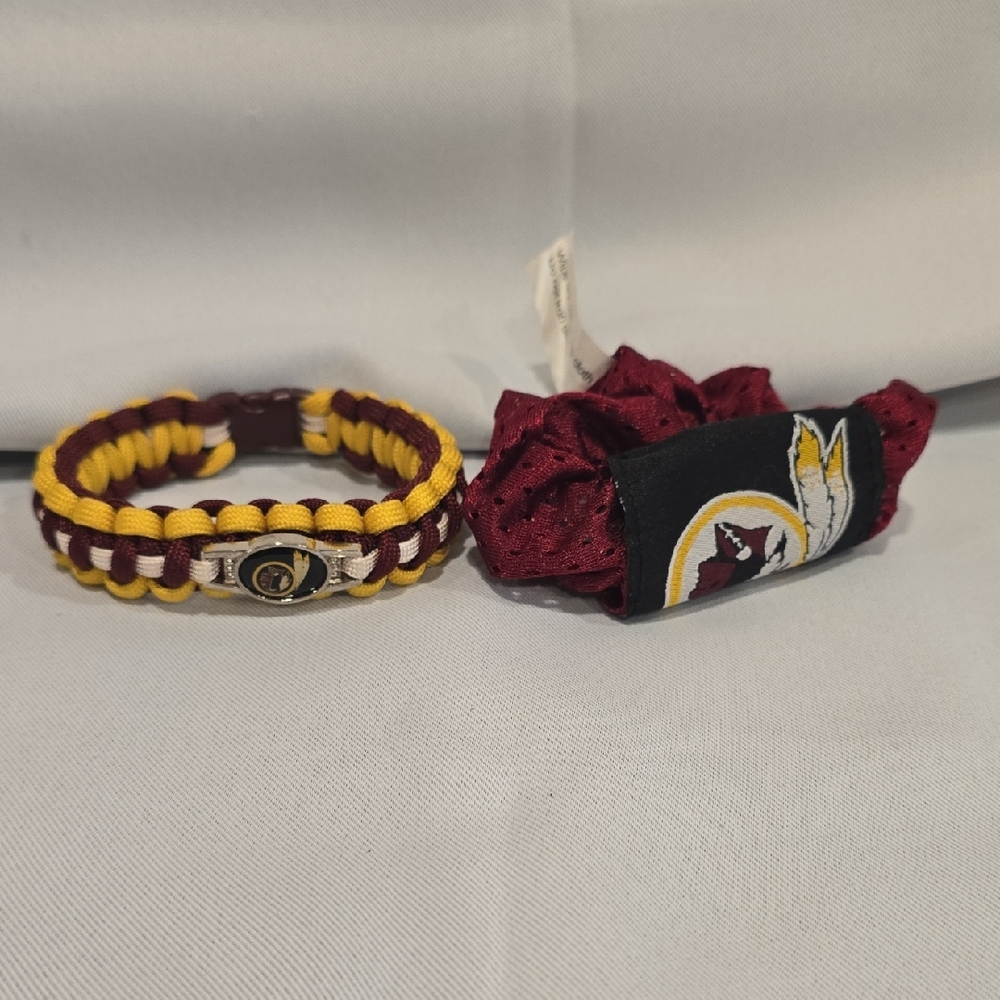 Burgundy and Gold Bracelet and Scrunchie Set